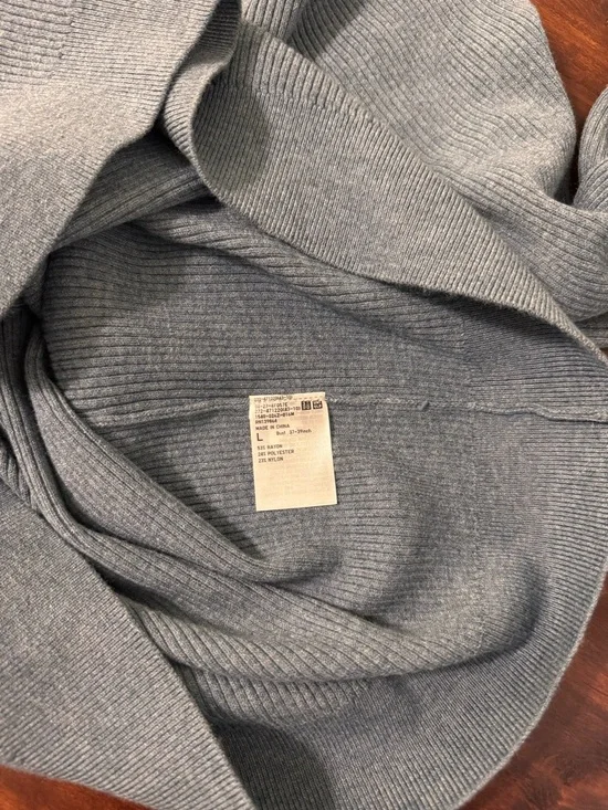 Uniqlo NWT Washable Knit Ribbed Polo Sweater Women’s L Blue Minimalist Comfy - Picture 7 of 7